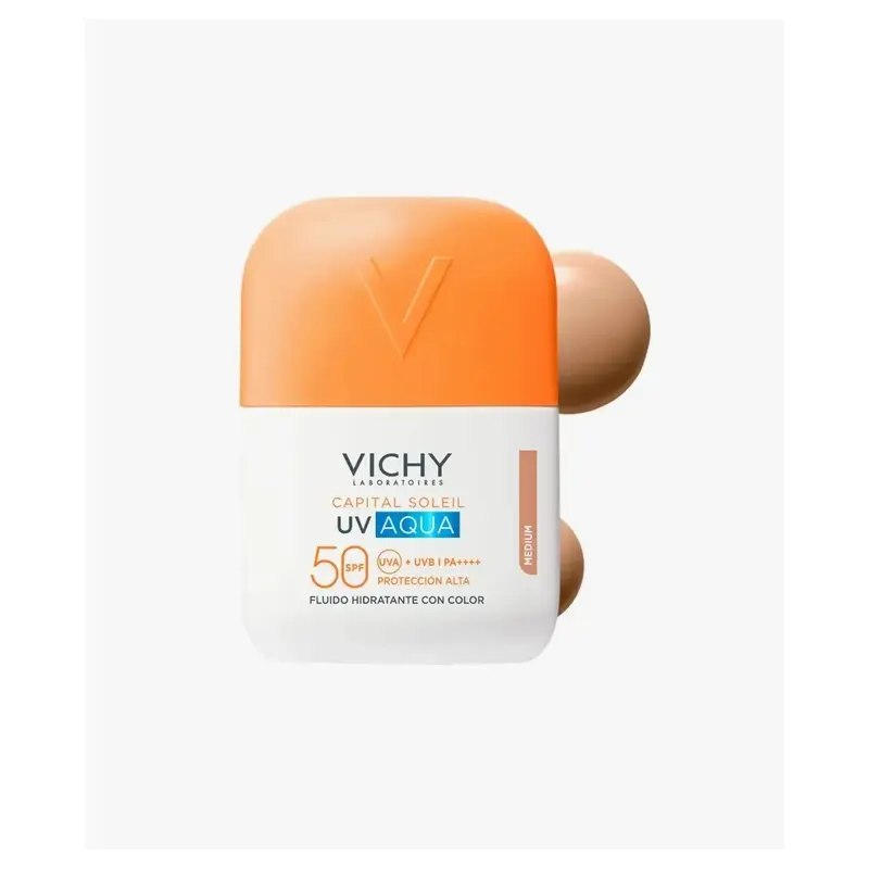 Vichy Solar UV Aqua Ενυδατικό Υγρό SPF 50, Μεσαία Απόχρωση, 50 ml