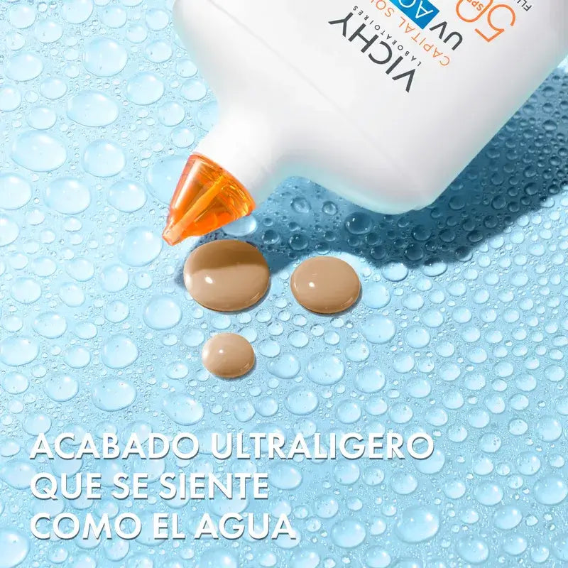 Vichy Solar UV Aqua Ενυδατικό Υγρό SPF 50, Μεσαία Απόχρωση, 50 ml