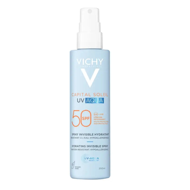 Vichy Solar UV Aqua Spray Αόρατο Ενυδατικό SPF50, 200 ml
