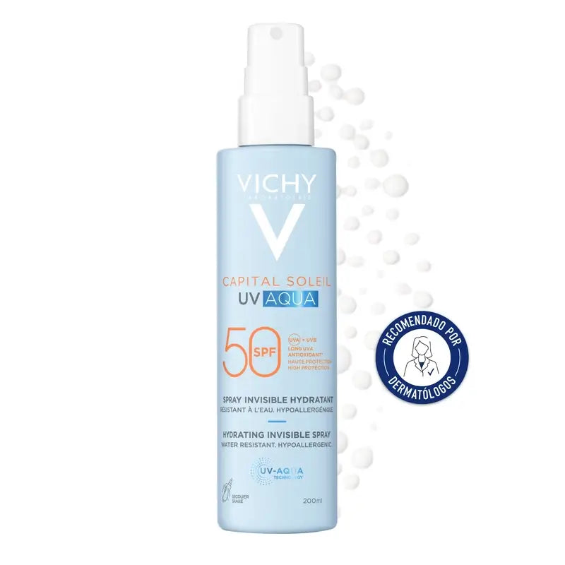 Vichy Solar UV Aqua Spray Αόρατο Ενυδατικό SPF50, 200 ml