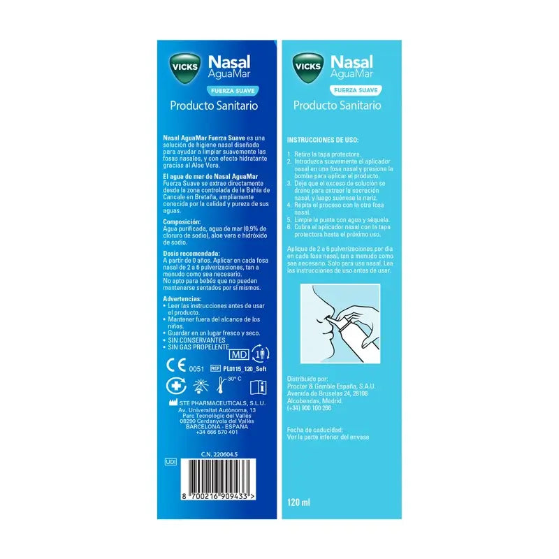 Vicks Nasal Aguamar ήπια δράση, 120 ml