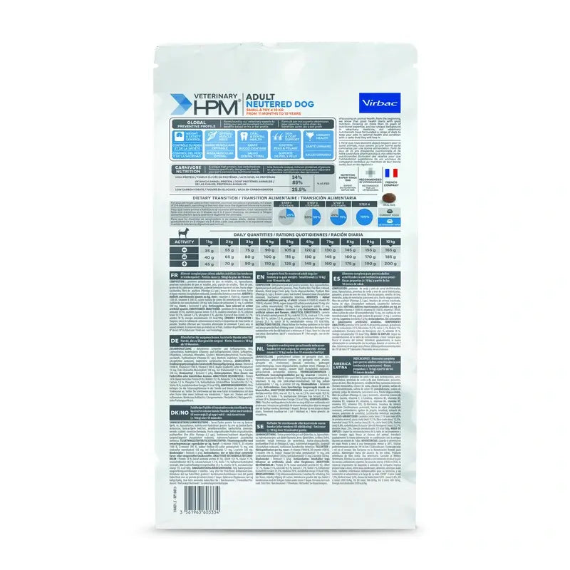 Virbac Hpm Adult Dog Neutered Small & Toy 1,5 kg, τροφή για σκύλους
