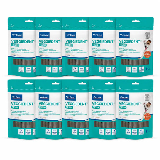 Virbac Veggiedent Fr3sh S, Οδοντικά σνακ για σκύλους μικρών φυλών, συσκευασία 10 τεμαχίων