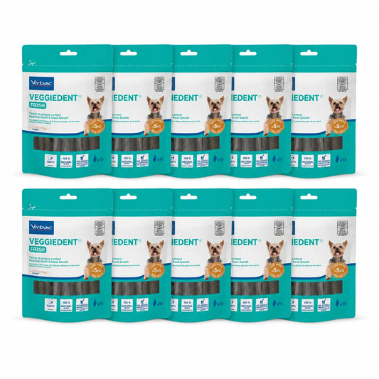 Virbac Veggiedent Fr3sh XS, Οδοντικά σνακ για σκύλους πολύ μικρών φυλών, συσκευασία 10 τεμαχίων