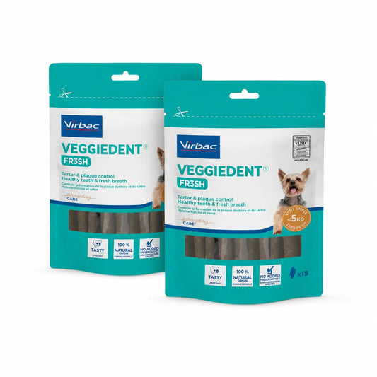 Virbac Veggiedent Fr3sh XS, Οδοντικά σνακ για σκύλους πολύ μικρών φυλών, συσκευασία 2 τεμαχίων