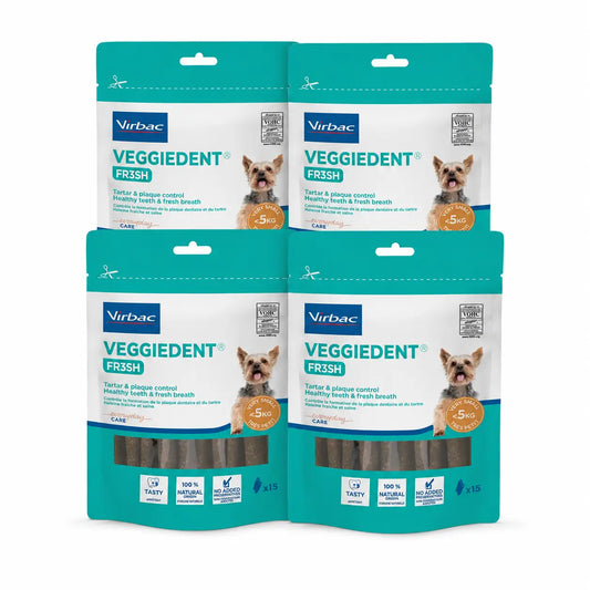Virbac Veggiedent Fr3sh XS, Οδοντικά σνακ για σκύλους πολύ μικρών φυλών, συσκευασία 4 τεμαχίων
