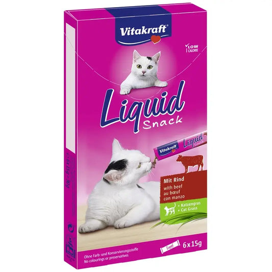 Vitakraft Cat Liquid Snack Μοσχάρι με Ωμέγα 11x6 τεμάχια
