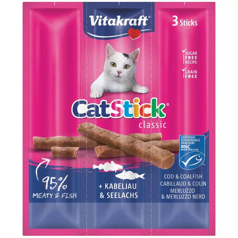 Vitakraft Cat Stick Mini Μπακαλιάρος και Τόνος 20x3 τεμάχια
