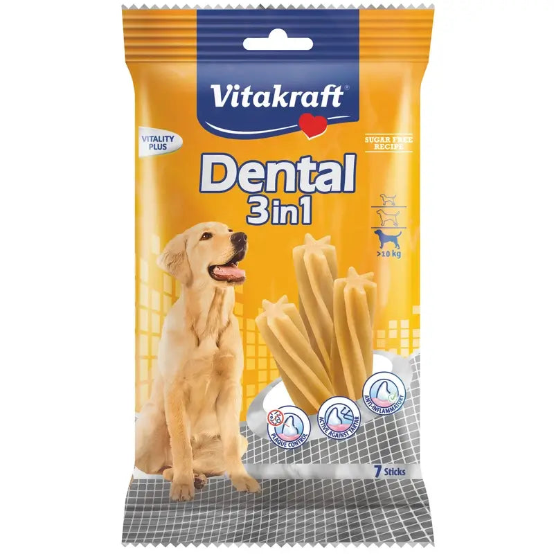 Vitakraft Dental 3 σε 1 για μεσαίου μεγέθους σκύλους 12x180 γραμμάρια