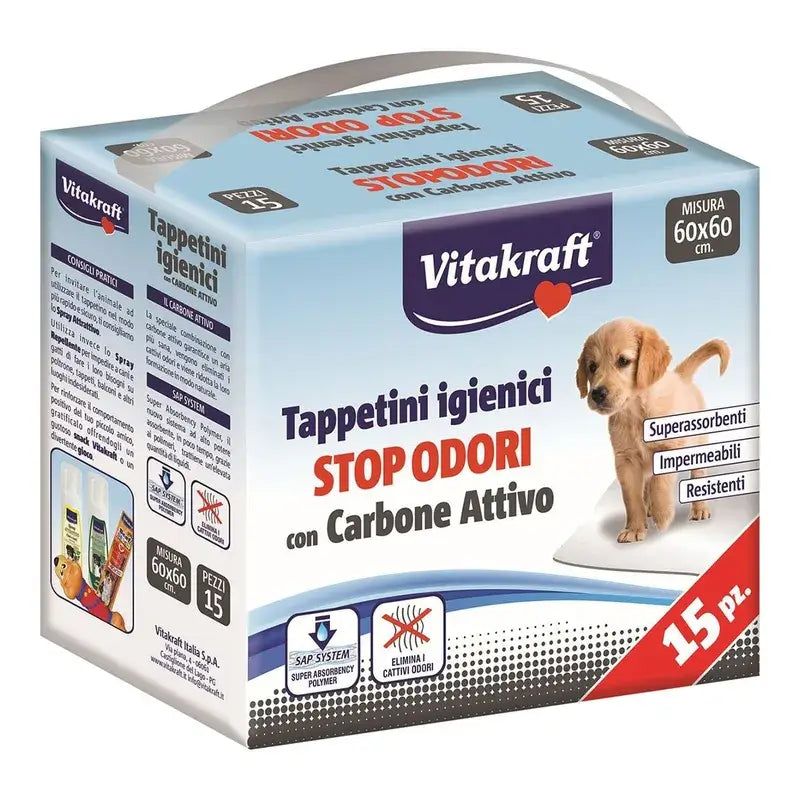 Vitakraft Απορροφητικά για τουαλέτα με ενεργό άνθρακα, 15 τεμάχια