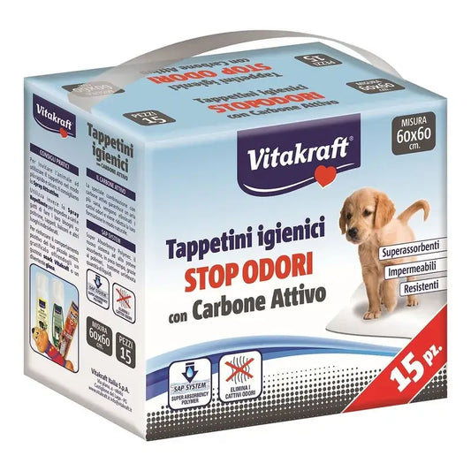 Vitakraft Απορροφητικά για τουαλέτα με ενεργό άνθρακα, 15 τεμάχια