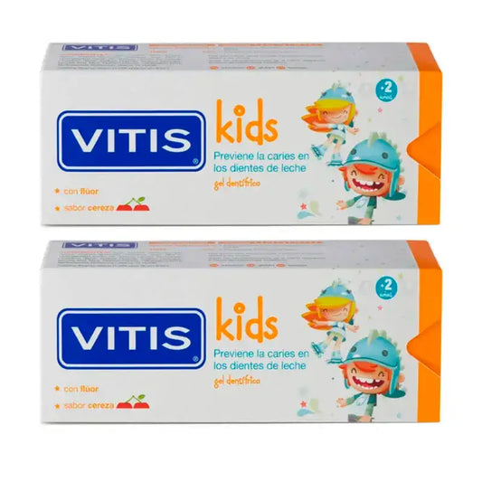 VITIS Kids Οδοντόκρεμα σε μορφή τζελ, συσκευασία 2 x 50 ml