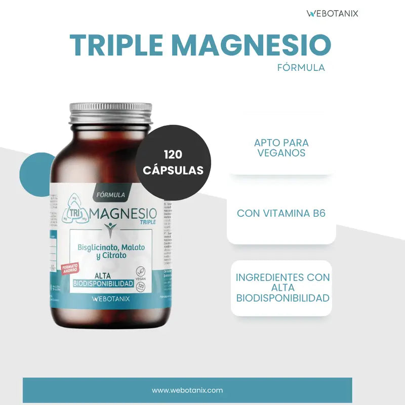 Webotanix Triple Magnesio Οικογενειακή Σύνθεση, 120 κάψουλες