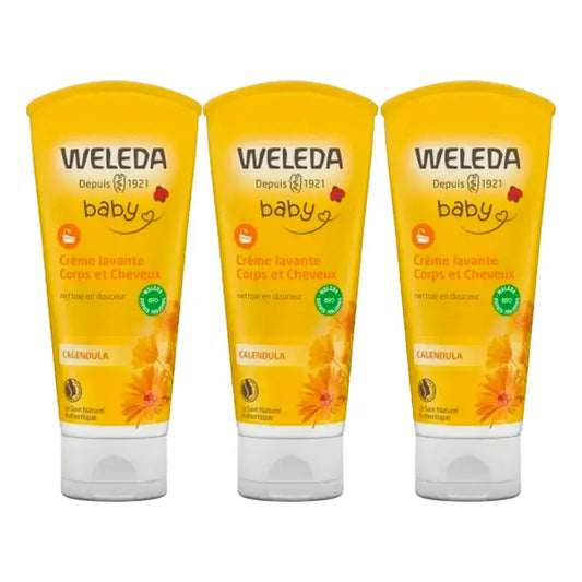 Weleda Baby Σαμπουάν και Αφρόλουτρο με Καλέντουλα, 3 x 200 ml