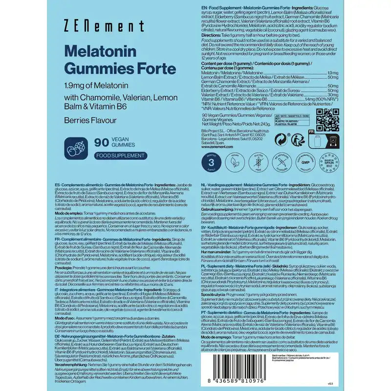 Zenement Gummies με μελατονίνη Forte, 90 βίγκαν ζελεδάκια