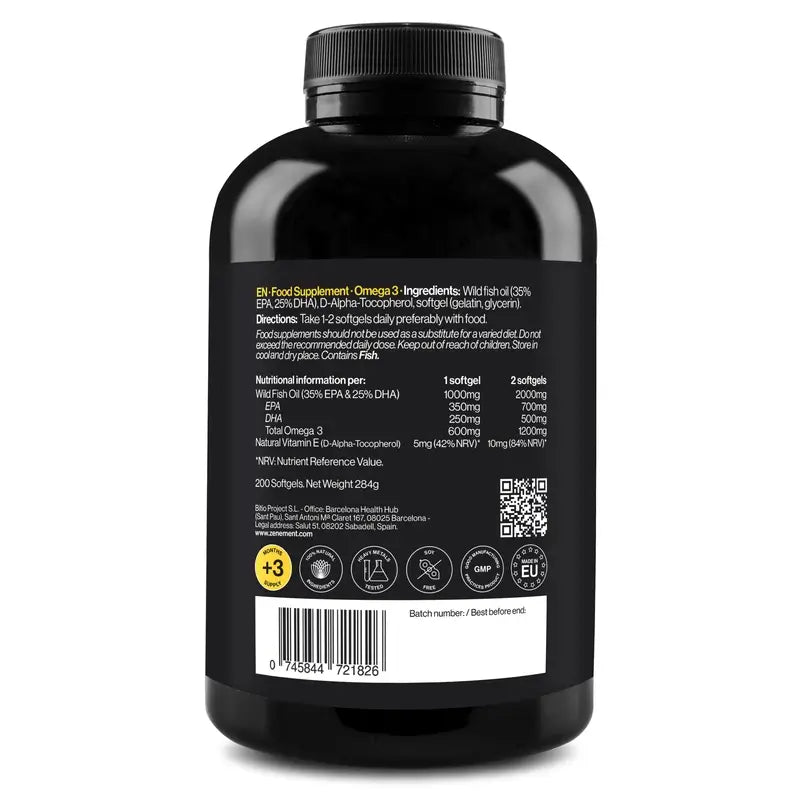 Zenement Ωμέγα-3 1000 mg, 200 μαλακές κάψουλες