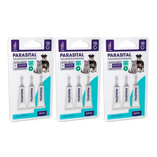Zotal Parasital, Συσκευασία 3 x 3 πιπέτες, αντιπαρασιτικό για γάτες και μικρά σκυλιά έως 10 κιλά